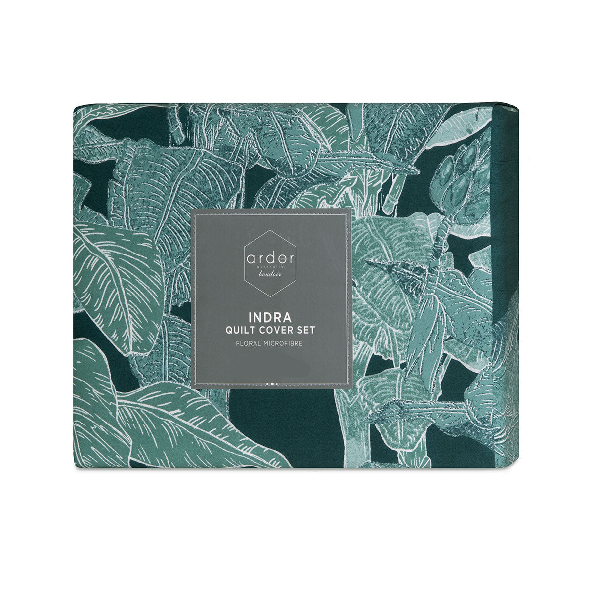 Ardor Indra Teal Palm Leaf Printed Quilt Cover Set King - Image 5
