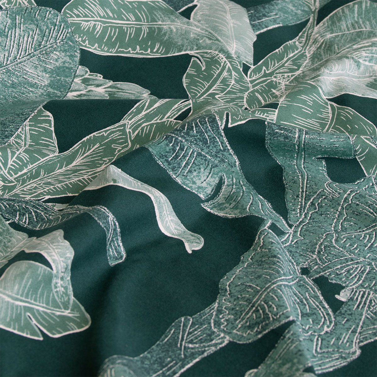 Ardor Indra Teal Palm Leaf Printed Quilt Cover Set Queen - Image 4