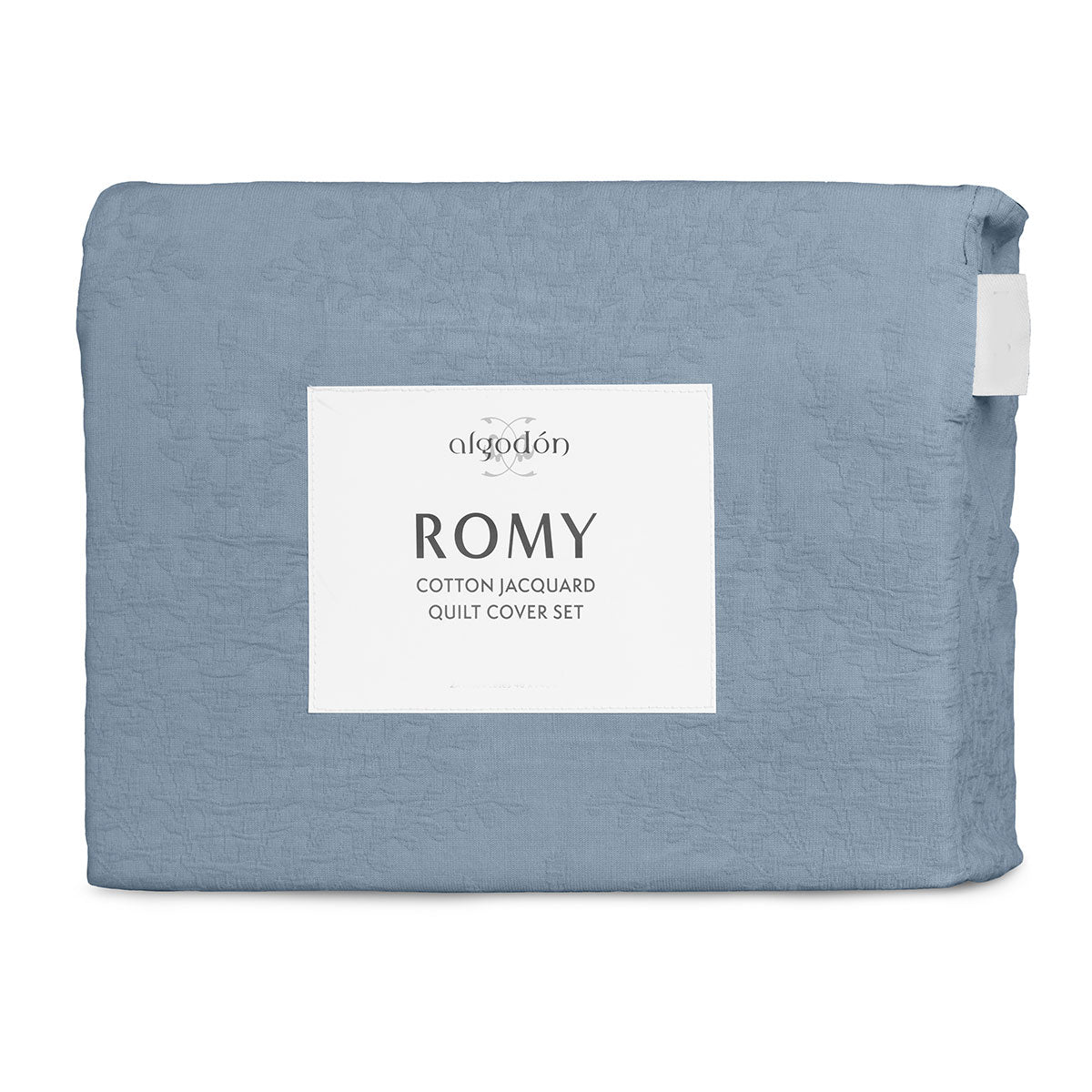 Algodon Romy Blue Cotton Jacquard Quilt Cover Set King - Image 5