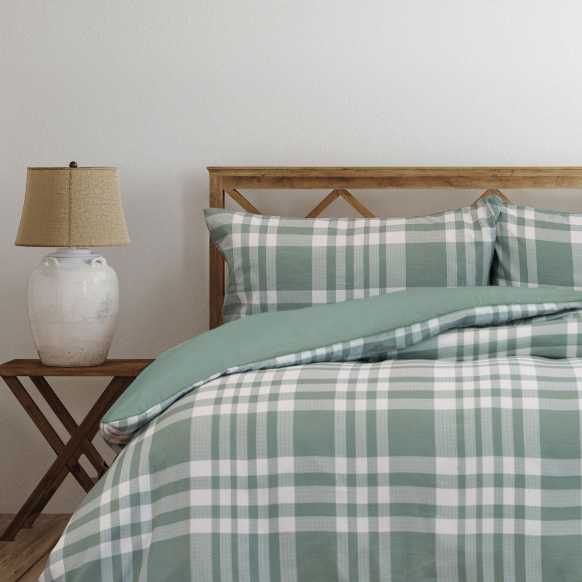 Ardor Ronan Green Plaid Jacquard Quilt Cover Set King - Image 3