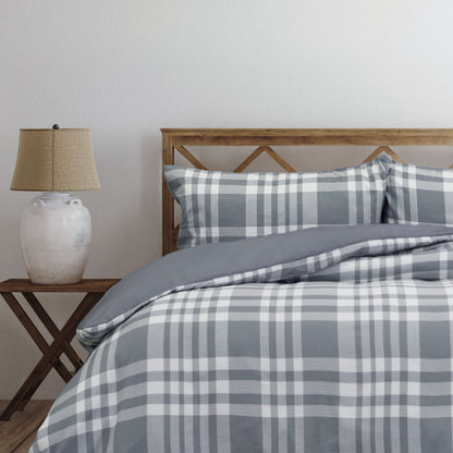 Ardor Ronan Grey Plaid Jacquard Quilt Cover Set King - Image 3