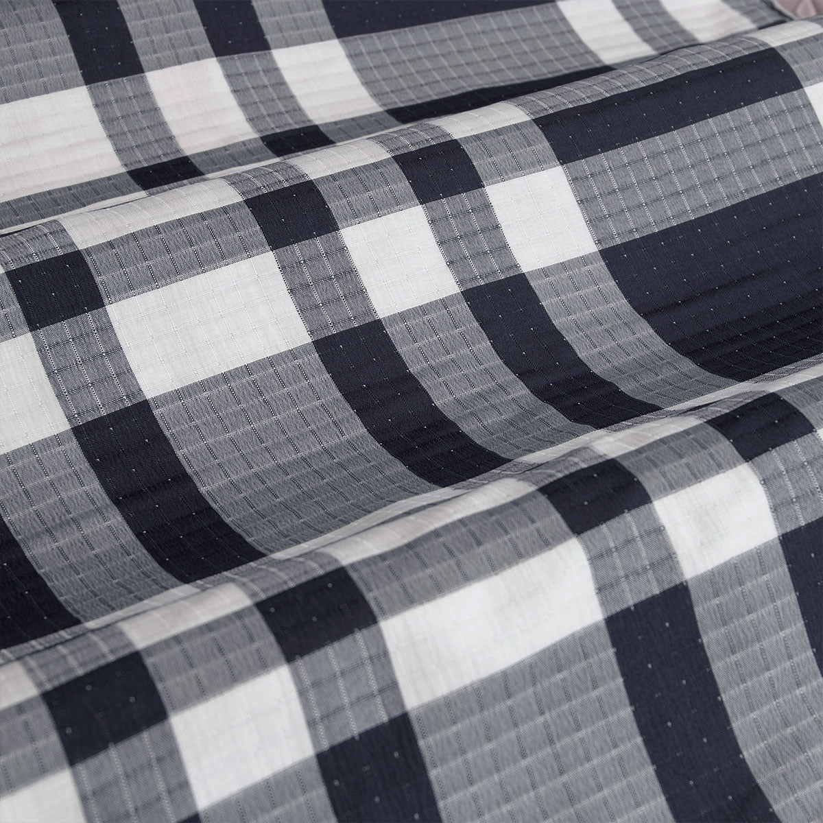 Ardor Ronan Navy Plaid Jacquard Quilt Cover Set King - Image 4