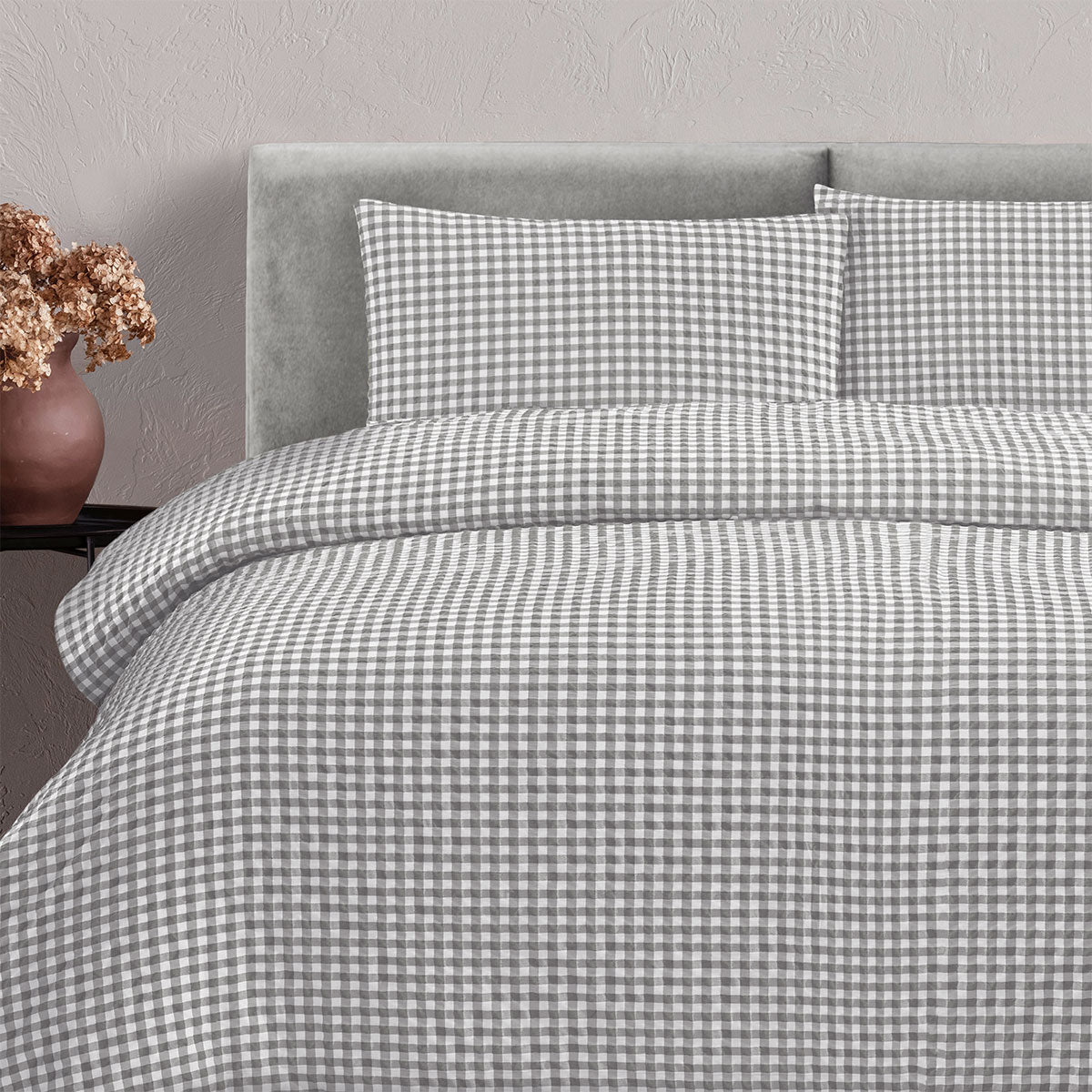 Ardor Rowe Grey Textured Seersucker Quilt Cover Set Queen - Image 3