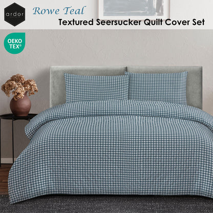 Ardor Rowe Teal Textured Seersucker Quilt Cover Set Queen - Image 2