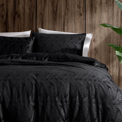 Ardor Rui Black Embossed Velvet Soft Quilt Cover Set King - Image 3