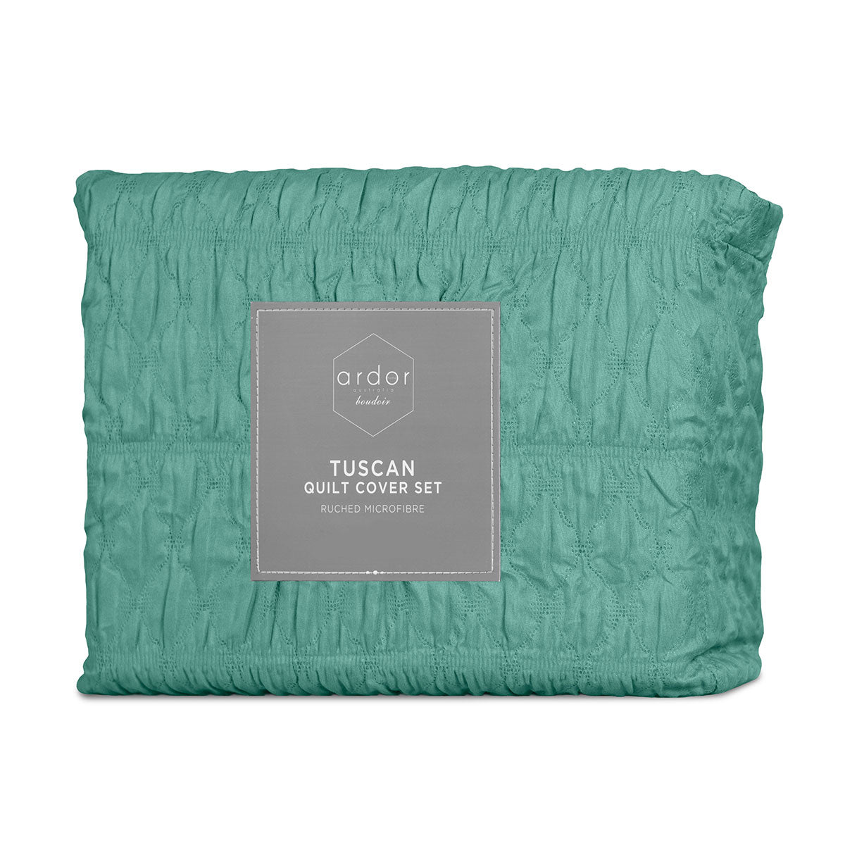Ardor Tuscan Teal Ruched Quilt Cover Set King - Image 5