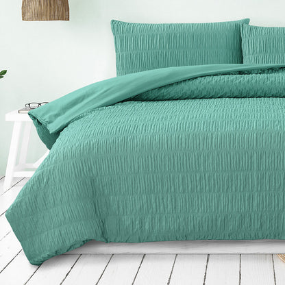 Ardor Tuscan Teal Ruched Quilt Cover Set Queen - Image 3
