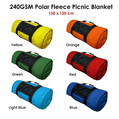 240GSM Polar Fleece Picnic Blanket 150cm x 120cm Orange - Image 2