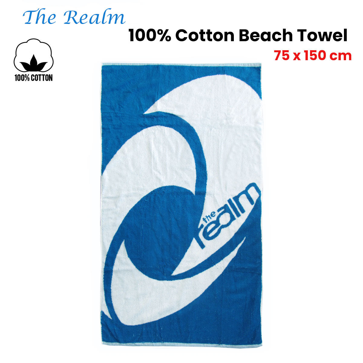The Realm 100% Cotton Beach Towel 75 x 150 cm - Image 2