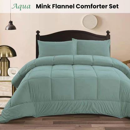 Ramesses Aqua 3- Piece Mink Flannel Comforter Set Queen - Image 2