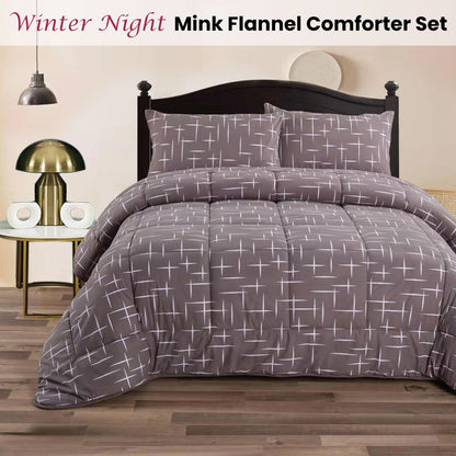 Ramesses Winter Night 3- Piece Mink Flannel Comforter Set King - Image 2