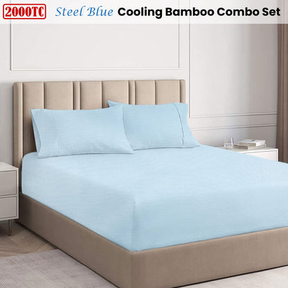 Ramesses Steel Blue 2000TC Cooling Bamboo Combo Set King - Image 2