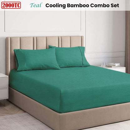Ramesses Teal 2000TC Cooling Bamboo Combo Set Single - Image 2