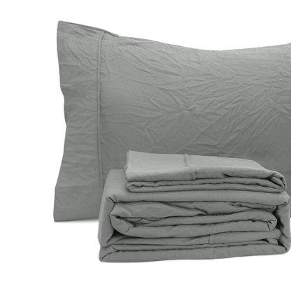 Ramesses Charcoal Pebble Wash Linen Look Alternative Sheet Set Single - Image 3
