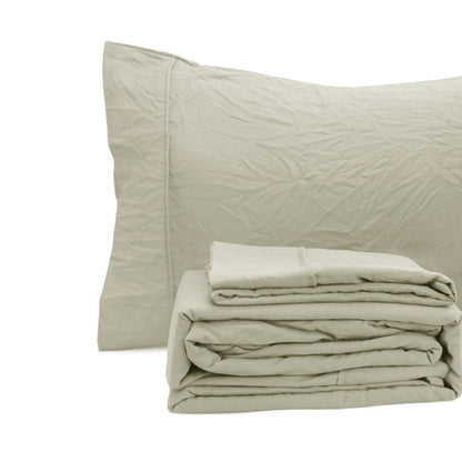 Ramesses Oatmeal Pebble Wash Linen Look Alternative Sheet Set Single - Image 3