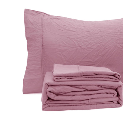 Ramesses Classic Rose Pebble Wash Linen Look Alternative Sheet Set King - Image 3