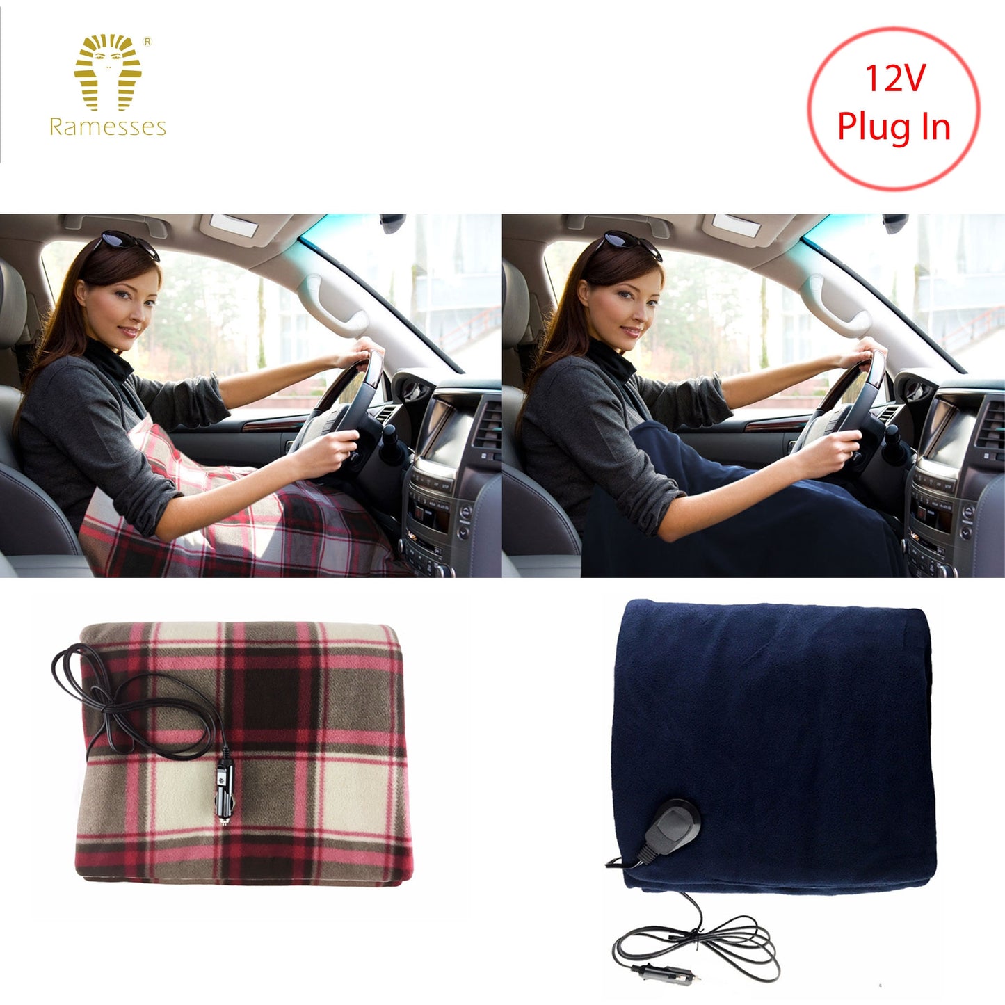 Ramesses Electric heated Car Snuggle 110 x 150 cm Navy - Image 2