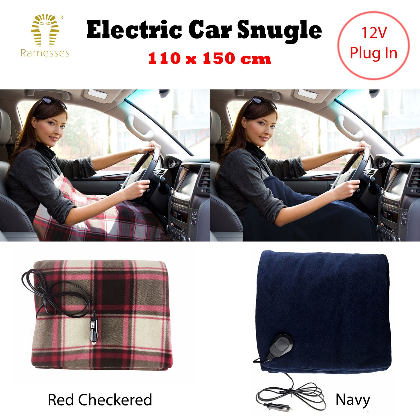 Ramesses Electric heated Car Snuggle 110 x 150 cm Navy - Image 3