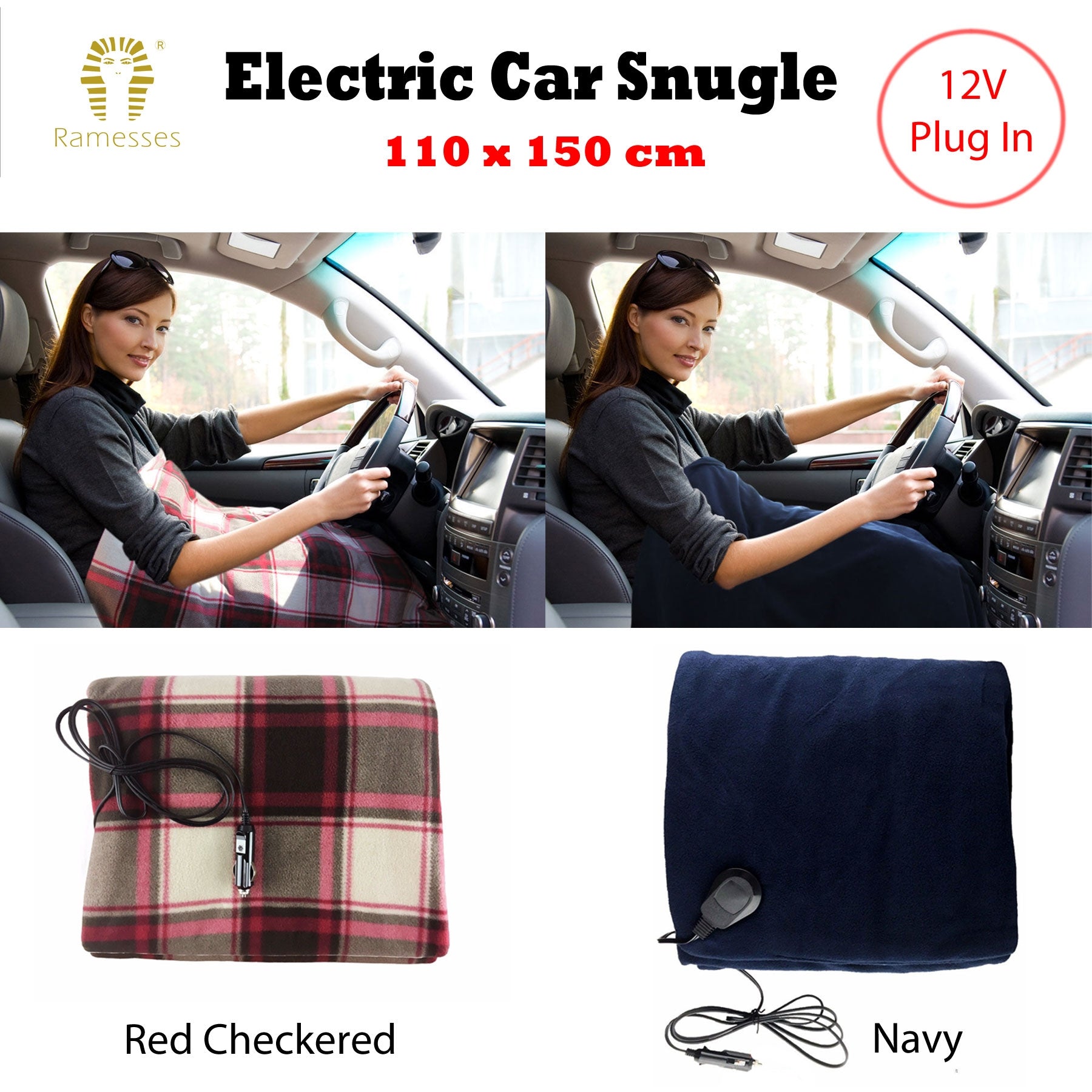 Ramesses Electric heated Car Snuggle 110 x 150 cm Navy - Image 3