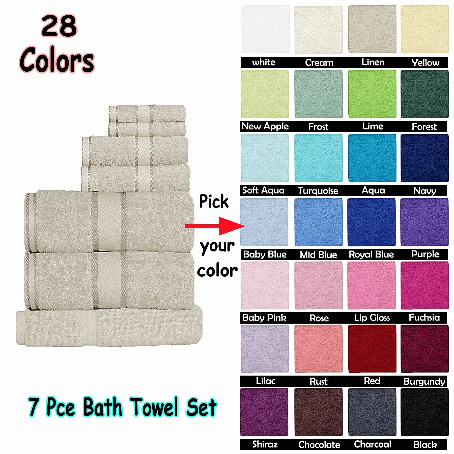 Kingtex 550gsm Cotton 7 Pce Towel Set Shiraz - Image 2