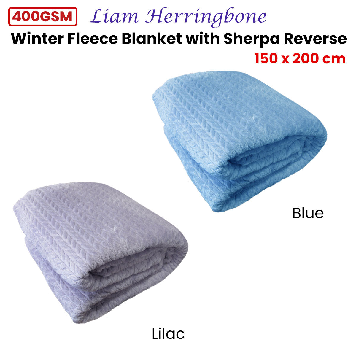Ardor Liam Lilac Winter Fleece Blanket with Sherpa Reverse 150x200cm  - Image 2