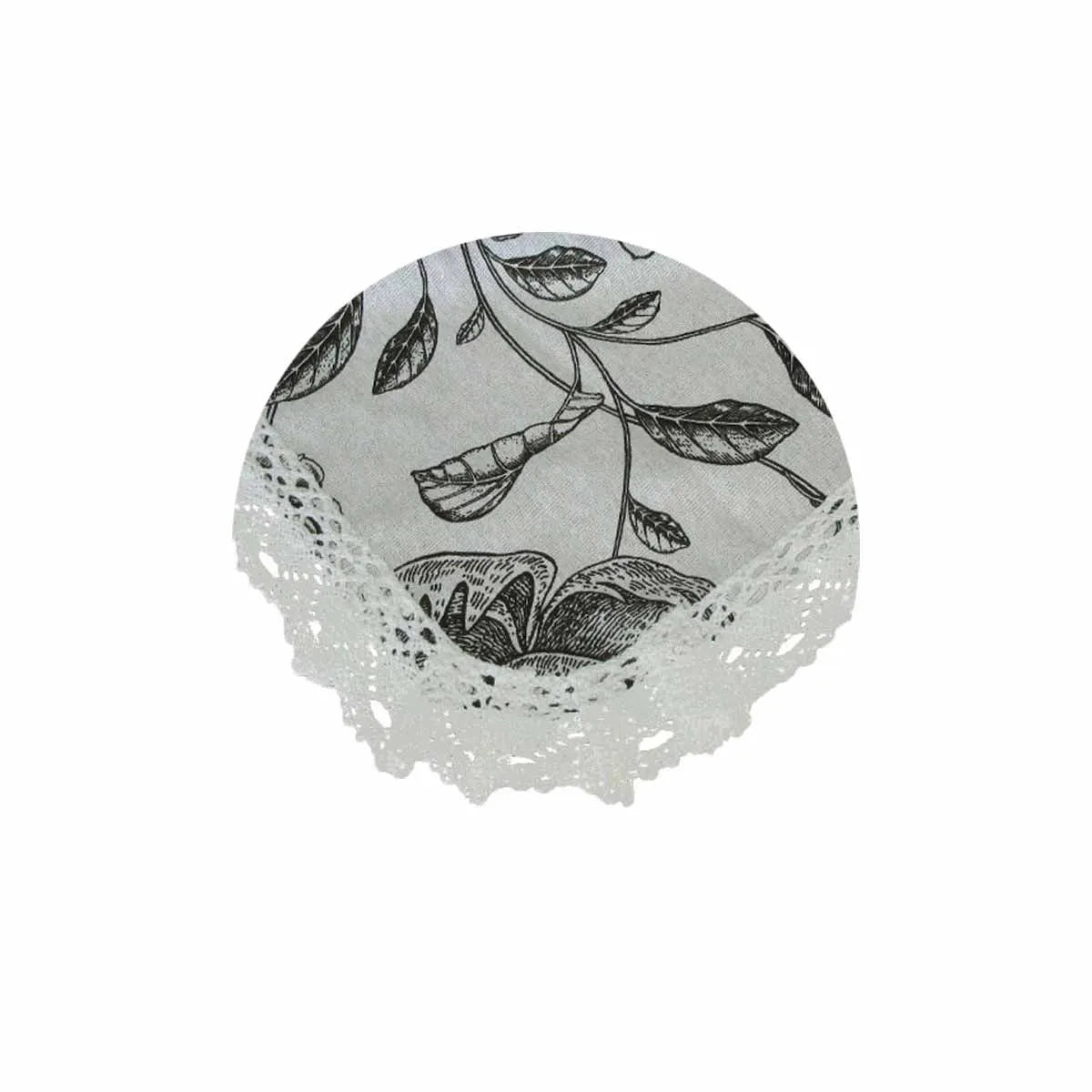 Botanical Printed Premium 60% Cotton 40% Linen Table Cloth with White Lace Edging 140 x 220 cm / 6 Seater - Image 3