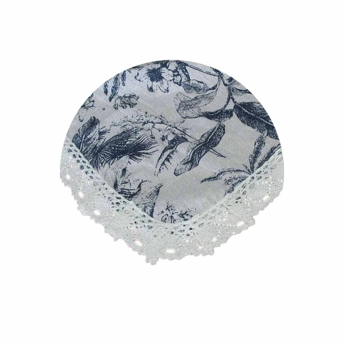 Vintage Flowers Printed Premium 60% Cotton 40% Linen Table Cloth with White Lace Edging 140 x 220 cm / 6 Seater - Image 3