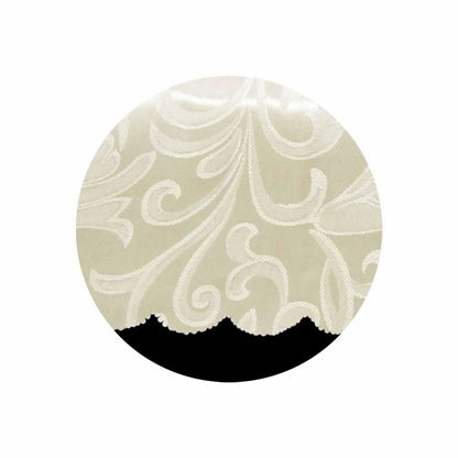 Swirl Leaf Cream Jacquard Table Cloth with Scalloped Edging 140 x 180 cm / 4 Seater - Image 3