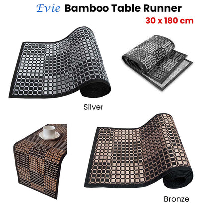 Evie Bamboo Table Runner 30 x 180cm Silver - Image 2