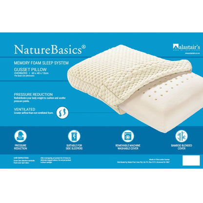 Alastairs Nature Basics Sleep System Memory Foam Gusset Pillow 65 x 40 x 13cm - Image 3