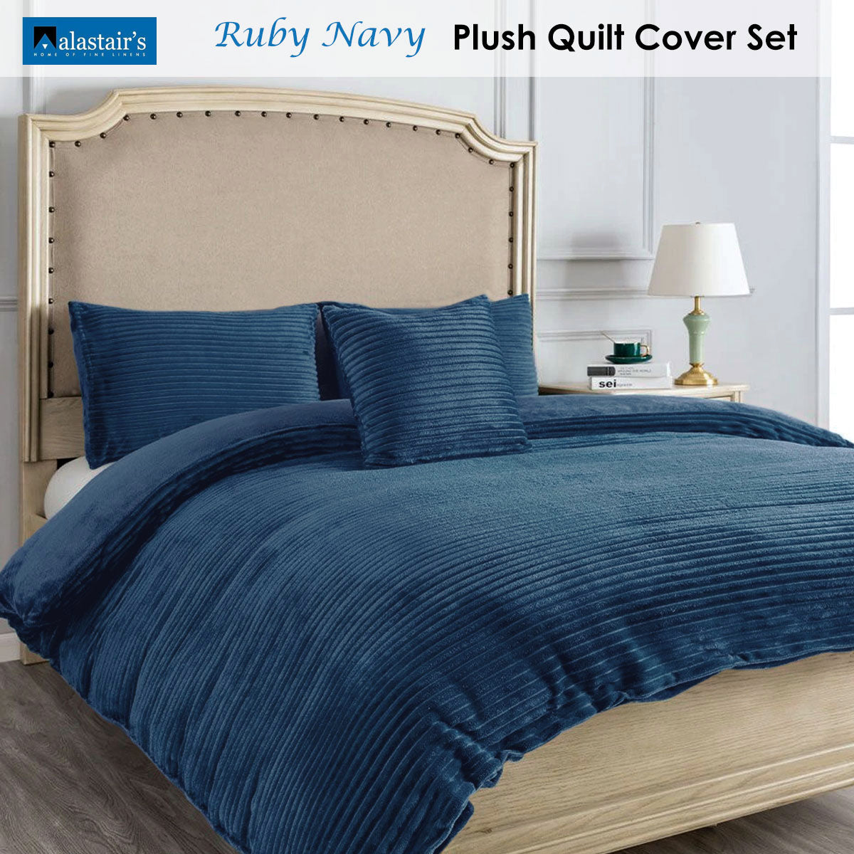 Alastairs Ruby Navy Quilt Cover Set Double - Image 2