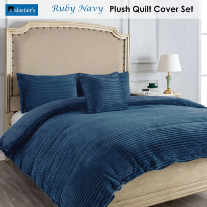 Alastairs Ruby Navy Quilt Cover Set Double - Image 2