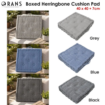 Rans Boxed Herringbone Chair Cushion Pad 40 x 40 + 7 cm Black - Image 2