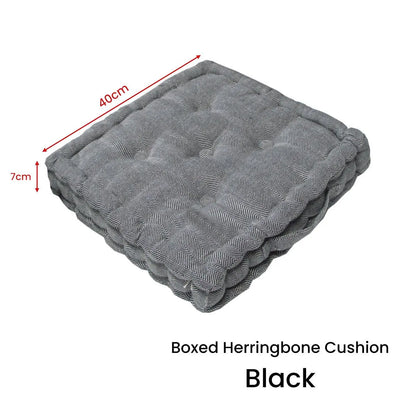 Rans Boxed Herringbone Chair Cushion Pad 40 x 40 + 7 cm Black - Image 3