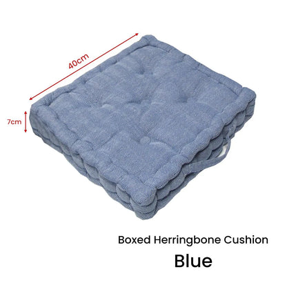 Rans Boxed Herringbone Chair Cushion Pad 40 x 40 + 7 cm Blue - Image 3