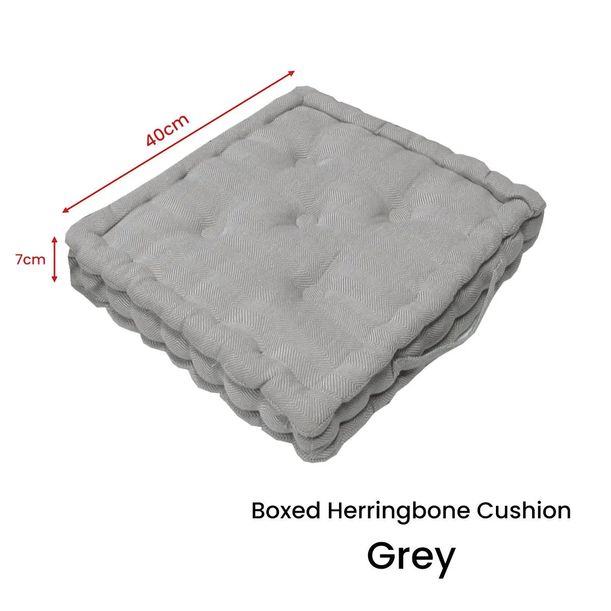 Rans Boxed Herringbone Chair Cushion Pad 40 x 40 + 7 cm Grey - Image 3