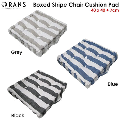 Rans Boxed Stripe Chair Cushion Pad 40 x 40 + 7 cm Black - Image 2