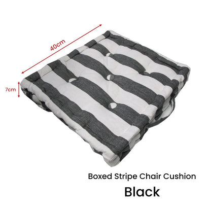 Rans Boxed Stripe Chair Cushion Pad 40 x 40 + 7 cm Black - Image 3