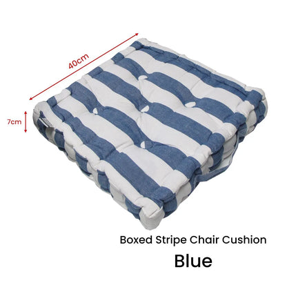 Rans Boxed Stripe Chair Cushion Pad 40 x 40 + 7 cm Blue - Image 3