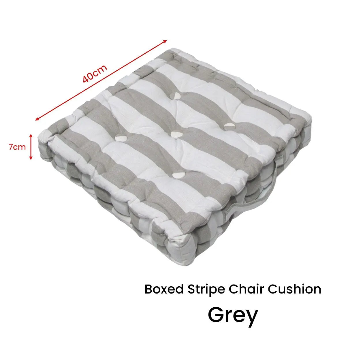 Rans Boxed Stripe Chair Cushion Pad 40 x 40 + 7 cm Grey - Image 3