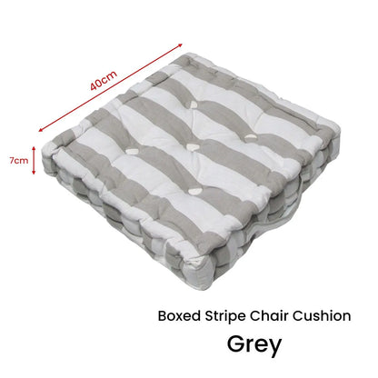 Rans Boxed Stripe Chair Cushion Pad 40 x 40 + 7 cm Grey - Image 3
