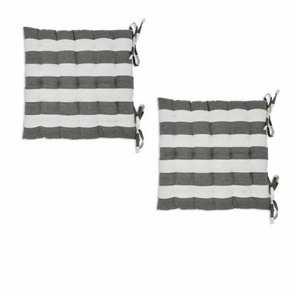 Rans Set of 2 Alfresco Stripe Chair Cushion Pads 40 x 40 cm Black