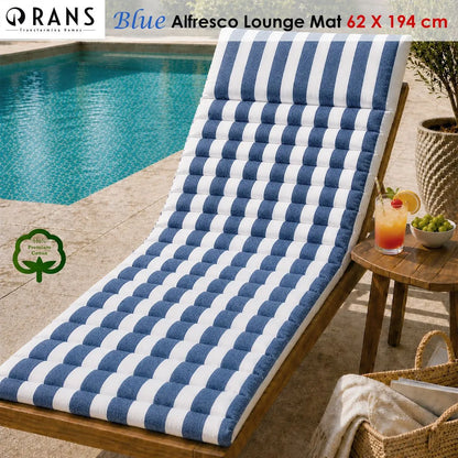 Rans Blue Alfresco Cotton Outdoor Indoor Lounge Mat 62 x 194 cm - Image 3
