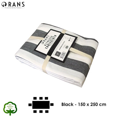 Rans Black Alfresco Stripes Cotton Tablecloth - Choose from 2 sizes 150cm x 250cm - Image 4