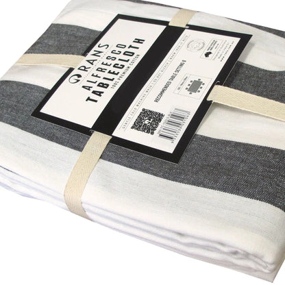 Rans Black Alfresco Stripes Cotton Tablecloth - Choose from 2 sizes 150cm x 300cm - Image 3