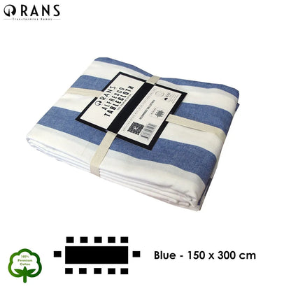 Rans Blue Alfresco Stripes Cotton Tablecloth - Choose from 2 sizes 150cm x 300cm - Image 4