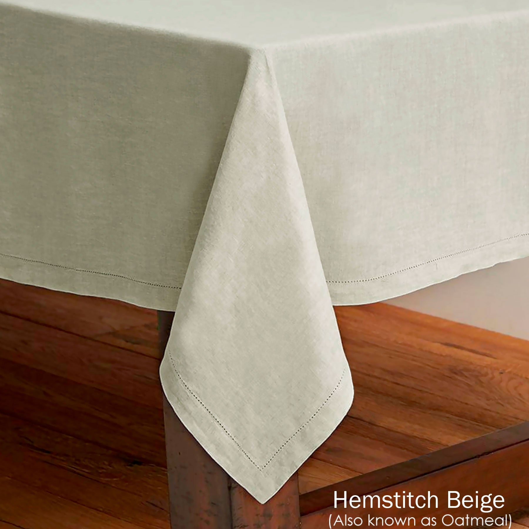 Rans Pure Cotton Hemstitch Tablecloth 205 x 205 cm - Beige - Image 2