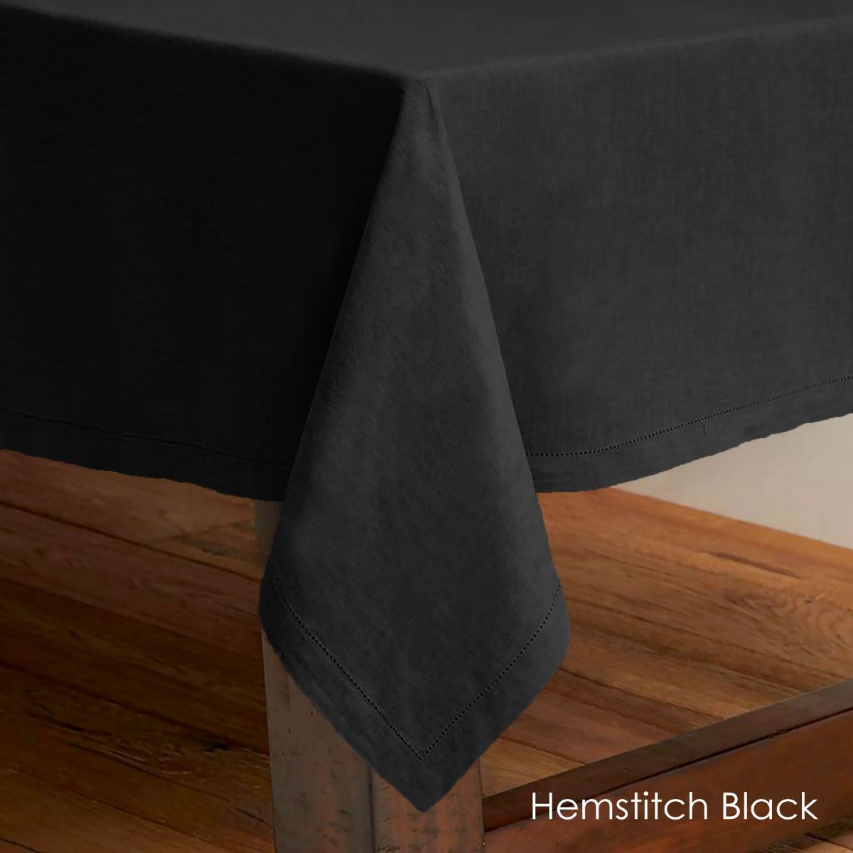 Rans Pure Cotton Hemstitch Tablecloth 150 x 260 cm - Black - Image 2