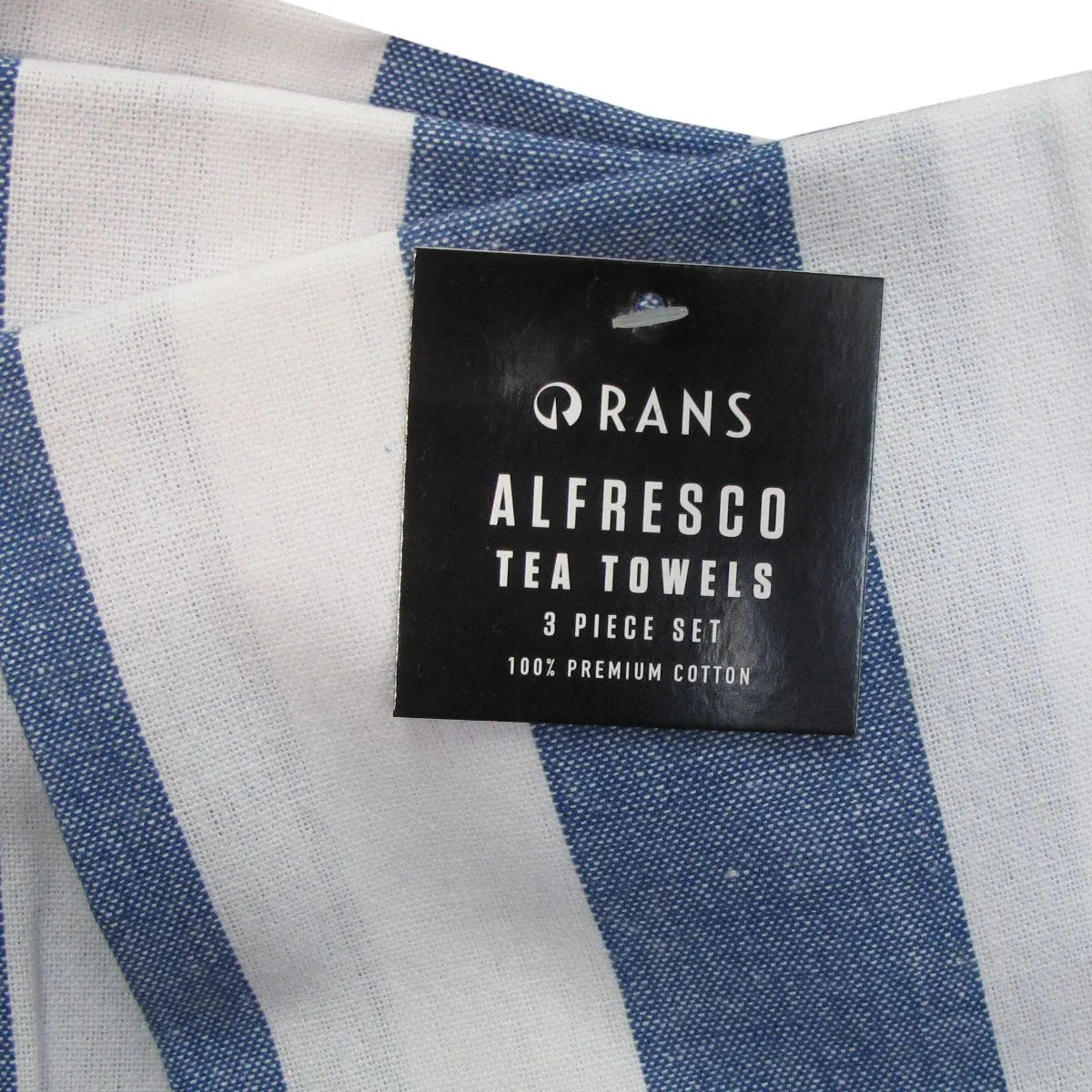 Rans Alfresco Stripes Cotton Set of 3 Tea Towels 45 x 65 cm Blue - Image 3