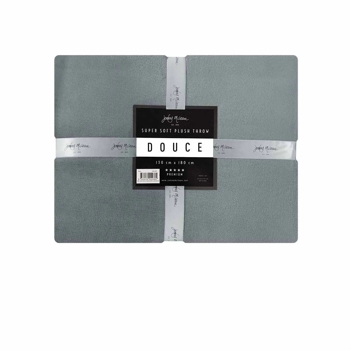 Jenny Mclean 300GSM Douce Super Soft Plush Throw 130 x 180 cm Grey
